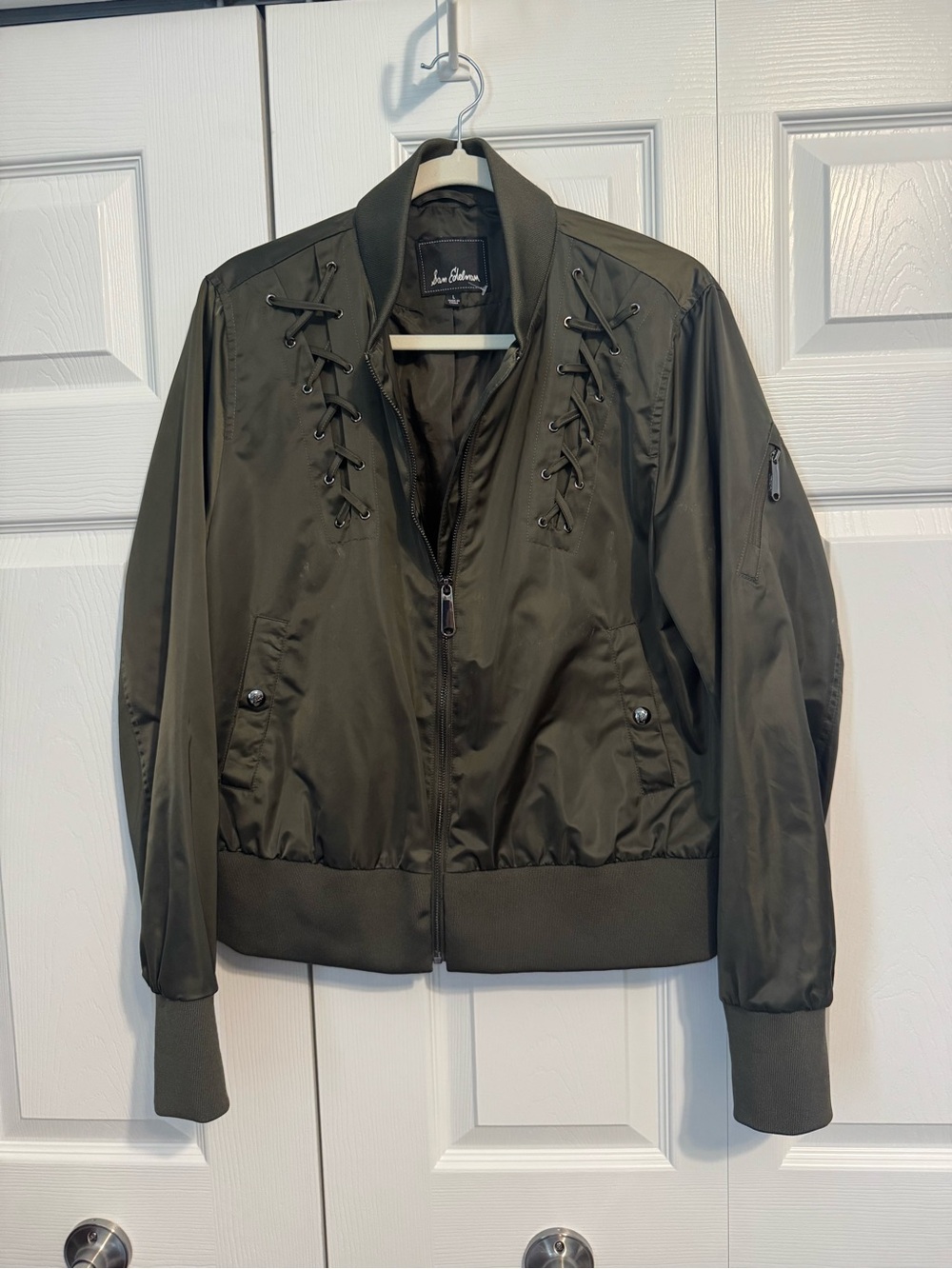 Sam Edelman Olive Lace-Up Bomber Jacket